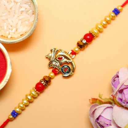 JAIPUR ACE Rakhi Hamper with Chocolate, Raksha Bandhan Gift Combo with Roli Kumkum and Greeting Card - back view (27)