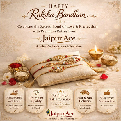 JAIPUR ACE Rakhi Hamper with Chocolate, Raksha Bandhan Gift Combo with Roli Kumkum and Greeting Card - close-up detail (30)
