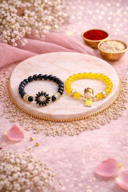JAIPUR ACE Raksha Bandhan Gift Combo with 2 Kids Printed Water Bottles and 2 Rakhi Set Om Evil Eye and Shiva Rudraksha Rakhi 