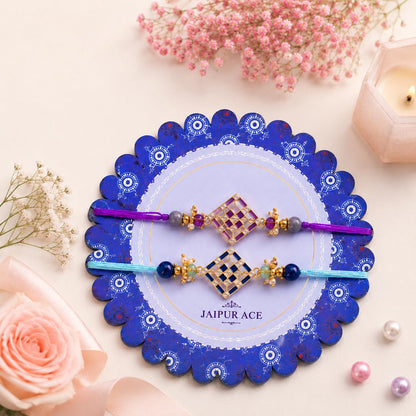 JAIPUR ACE Raksha Bandhan Gift Combo with 2 Kids Printed Water Bottles and 2 Rakhi Set Om Evil Eye and Shiva Rudraksha Rakhi 