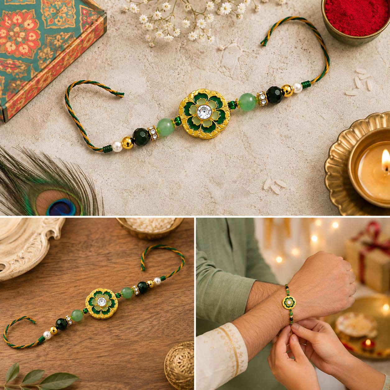 JAIPUR ACE Raksha Bandhan Gift Combo with 2 Kids Printed Water Bottles and 2 Rakhi Set Om Evil Eye and Shiva Rudraksha Rakhi 