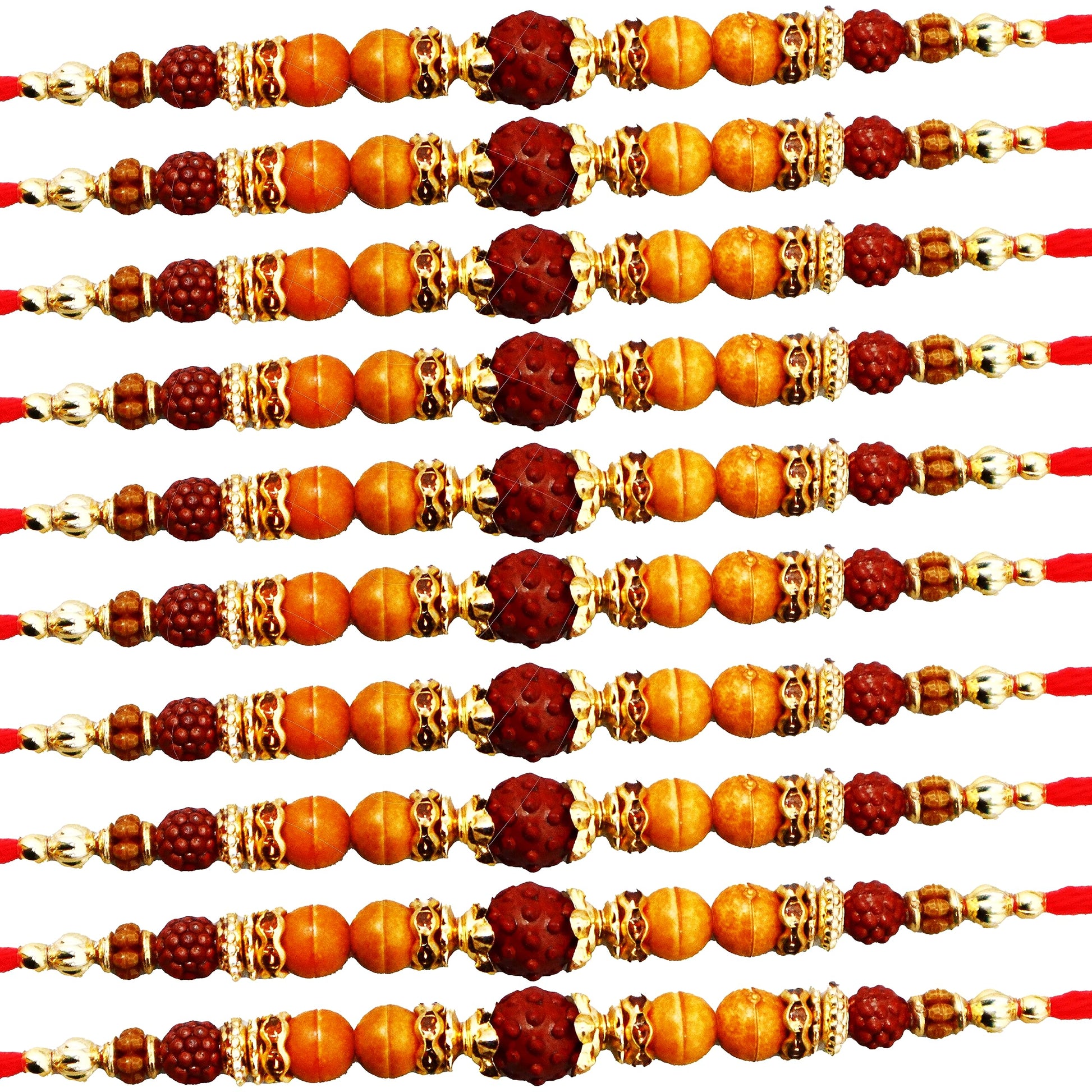 JAIPUR ACE Rudraksha Rakhi with Elegant Traditional Handmade Dori Beads/Gold Plated Multicolor Thread Rakhi with Different Pa