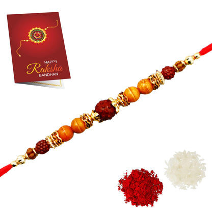 JAIPUR ACE Rudraksha Rakhi with Elegant Traditional Handmade Dori Beads/Gold Plated Multicolor Thread Rakhi with Different Pa