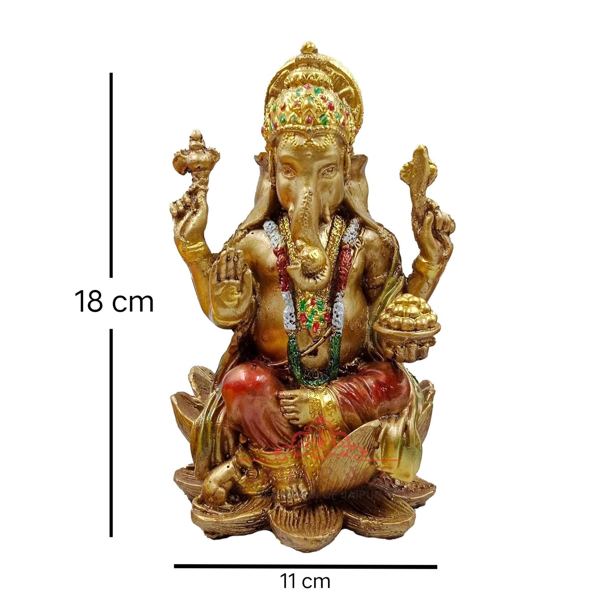 JAIPUR ACE Vinayak Ji Ganesha Statue, Polyresin Idol Figurine for Home Office Decor - front view (11)
