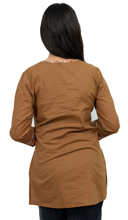 JAIPUR HAND BLOCK Women's Short Kurti, Cotton Hand Block Print, Straight Style, 3/4 Sleeves - ingredients panel (13)
