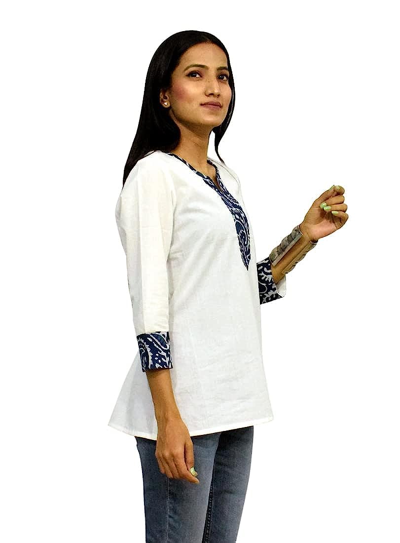 JAIPUR HAND BLOCK Women's Short Kurti, Cotton Hand Block Print, Straight Style, 3/4 Sleeves - packaging (17)