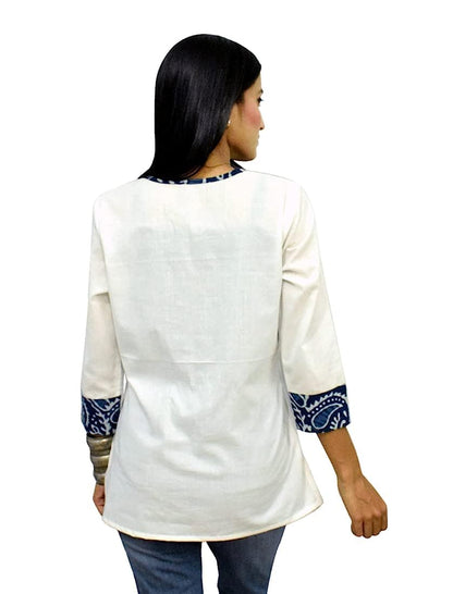 JAIPUR HAND BLOCK Women's Short Kurti, Cotton Hand Block Print, Straight Style, 3/4 Sleeves - label detail (18)