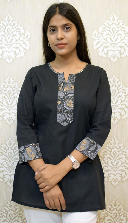 JAIPUR HAND BLOCK Women's Short Kurti, Cotton Hand Block Print, Straight Style, 3/4 Sleeves - packaging