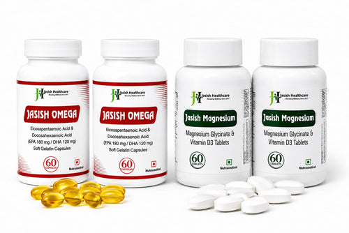JASISH Omega & Magnesium Supplement Bundle, 180 mg EPA & 20 mg DHA, 1000 mg Magnesium Glycinate with Vitamin D3