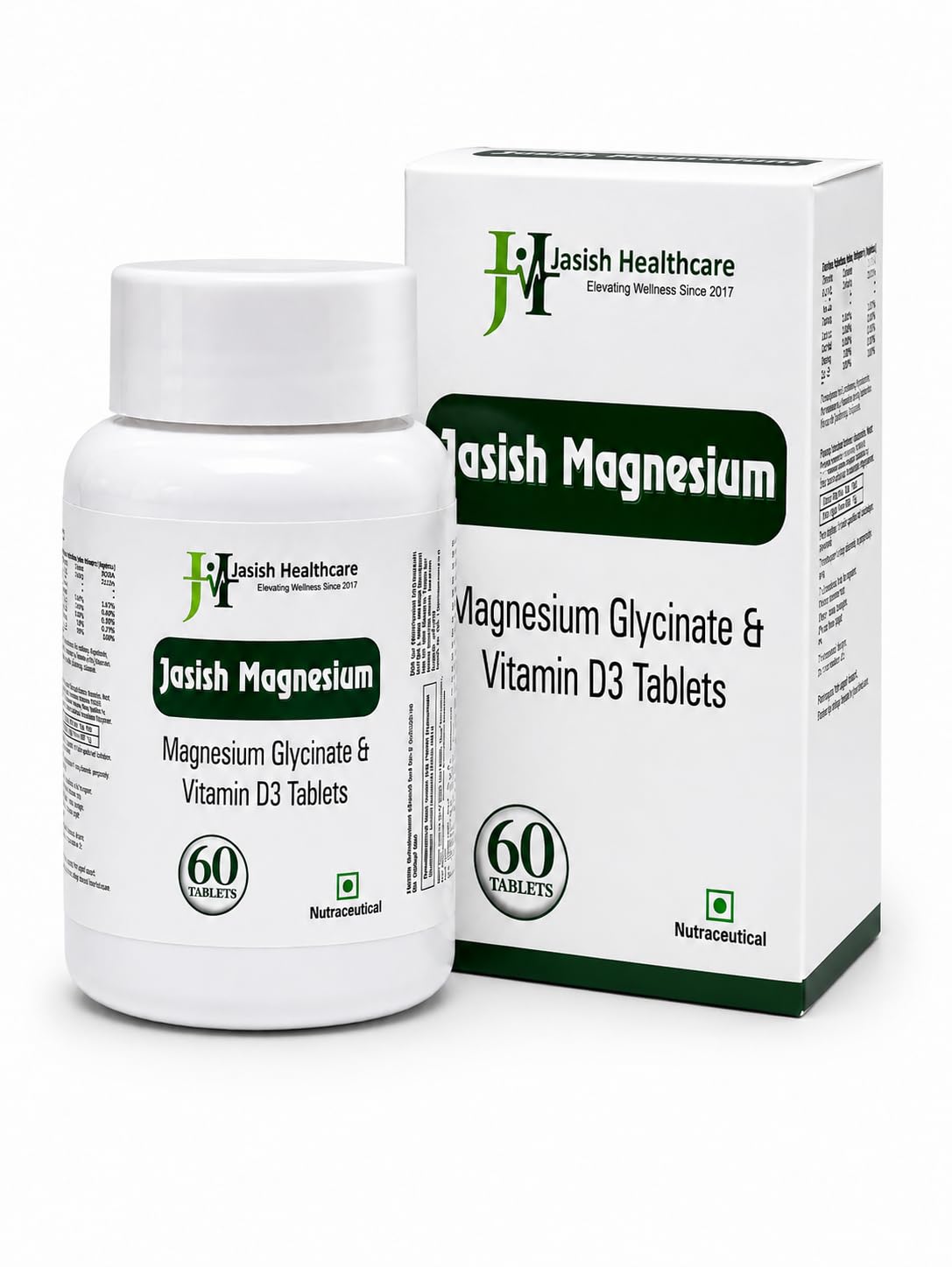 JASISH Omega & Magnesium Supplement Bundle, 180 mg EPA & 20 mg DHA, 1000 mg Magnesium Glycinate with Vitamin D3 - packaging