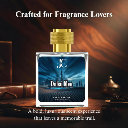JECCY Dubai Men Eau de Parfum, 50ml, Citrus Spice Amber Musk Fragrance - front view