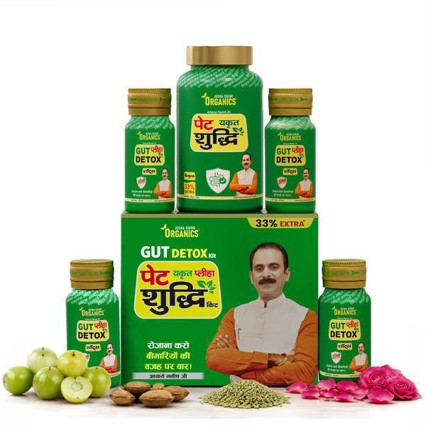 Jeena Sikho Organics Pet Yakrit Pleeha Shuddhi Kit, 100gm Granules + 120ml Shots, Ayurvedic Herbal Supplement