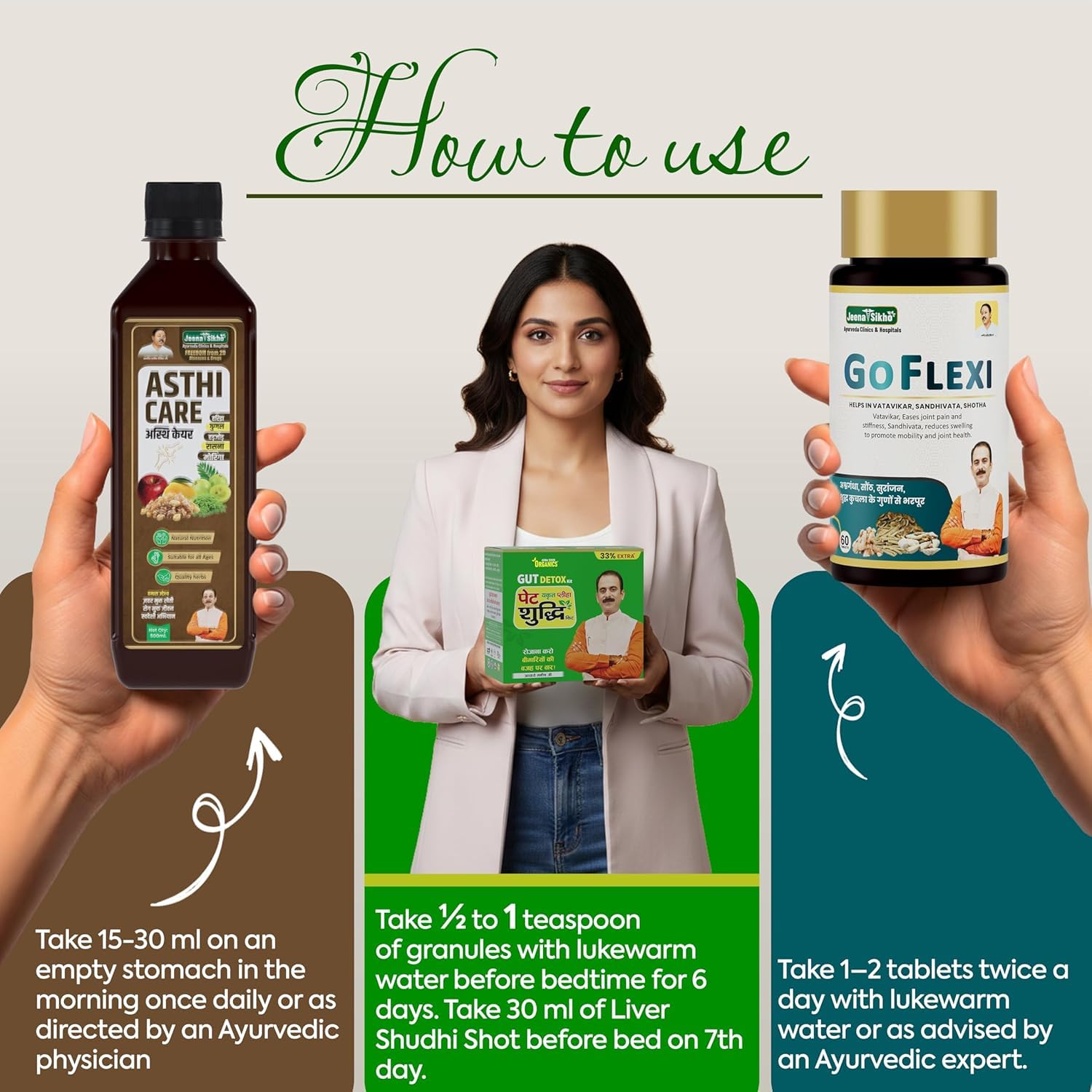Jeena Sikho Organics Pet Yakrit Pleeha Shuddhi Kit, 100gm Granules + 120ml Shots, Ayurvedic Herbal Supplement - back view (36