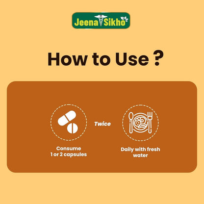 Jeena Sikho Thyri Herbal Supplement, 60 Capsules, Punarnava Sunthi Ashwagandha Blend, Adult, Made in India - label detail