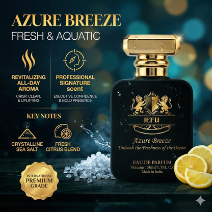 Jefu Azure Breeze Eau de Parfum, 50ml, Unisex, Fresh Aquatic Citrus Fragrance - label detail