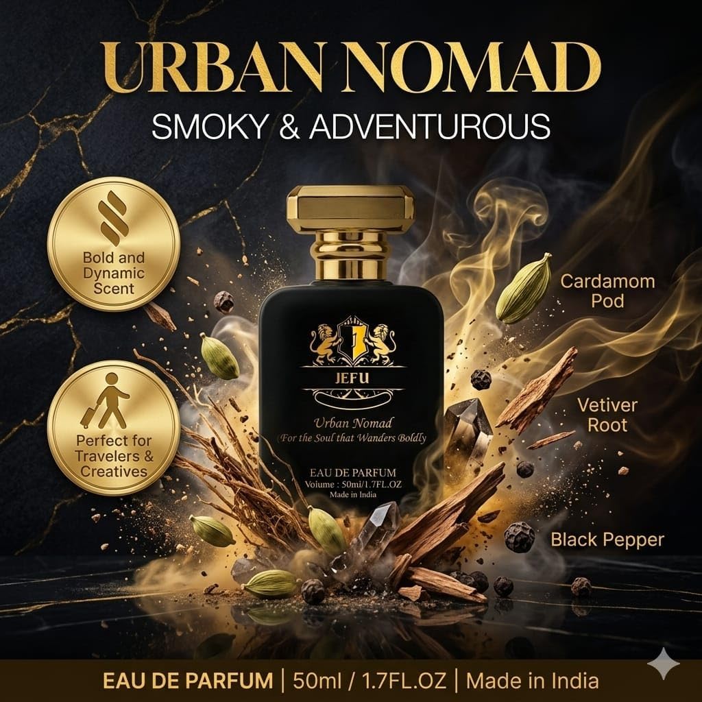 Jefu Urban Nomad Eau De Parfum, 50ml, Unisex Vetiver Woody Spicy Smoky - back view (9)
