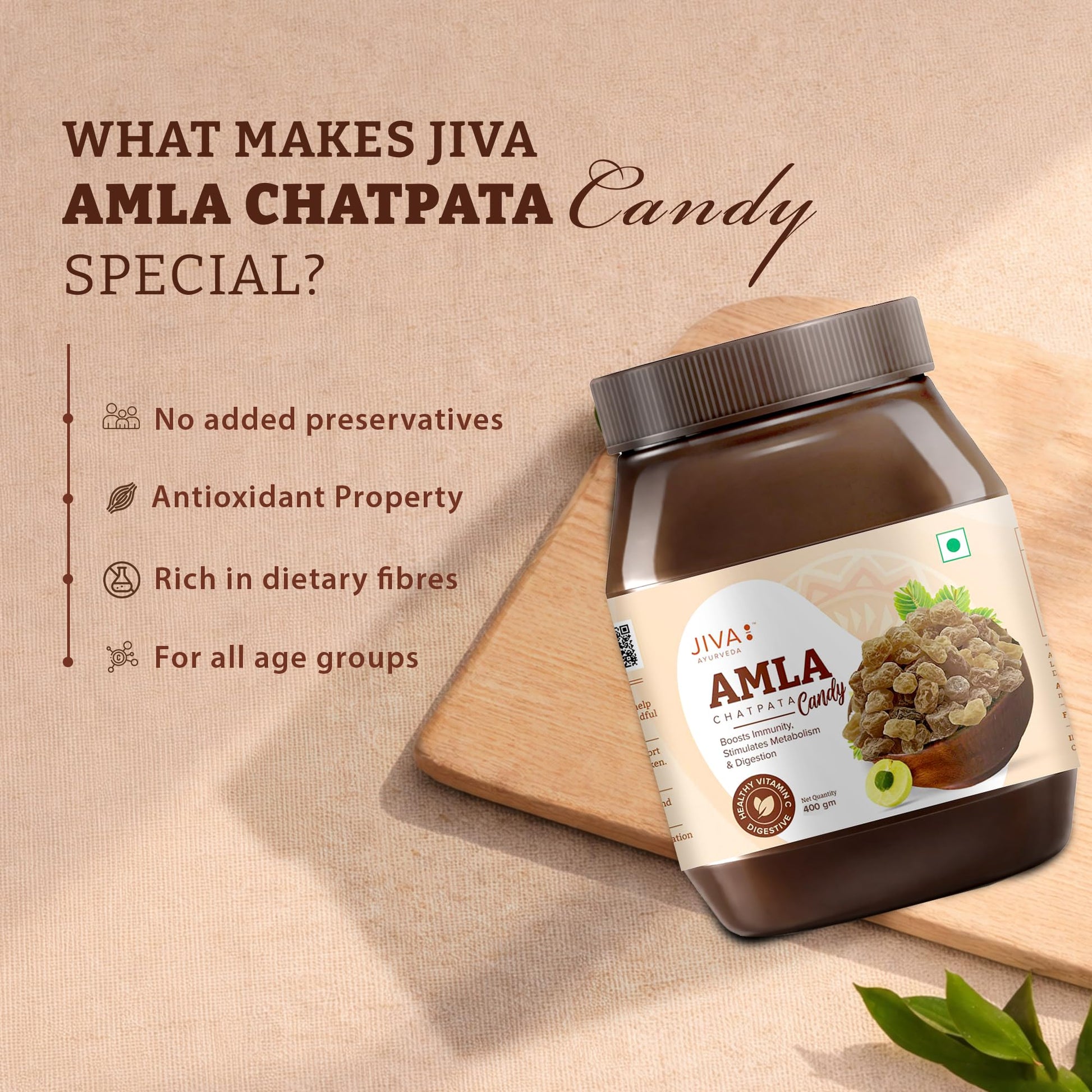 Jiva Ayurveda Amla Chatpata Candy, Ayurvedic Candy with Amla and Spices, Rich in Dietary Fiber and Vitamin C - back view (12)