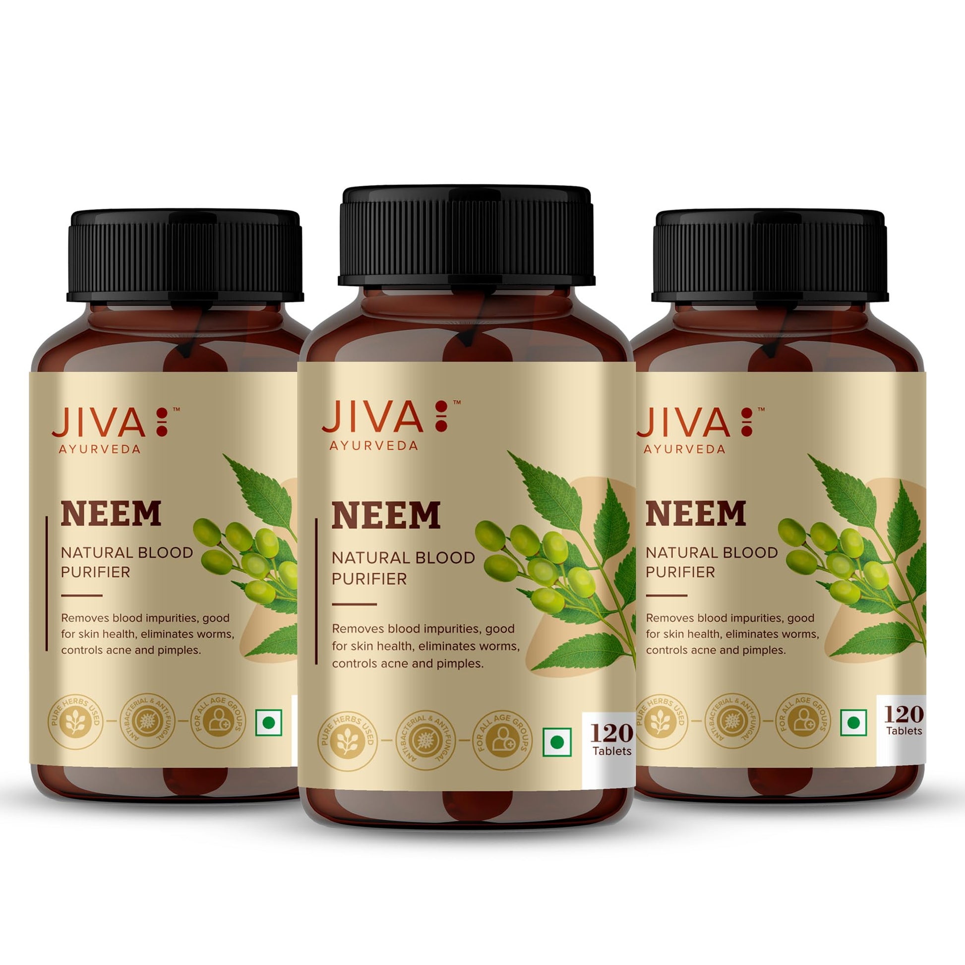 Jiva Ayurveda Neem Tablets, 120 Count, Ayurvedic Herbal Supplement for Adults (5)