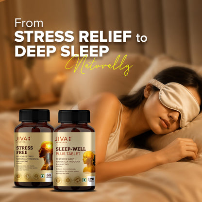 Jiva Ayurveda Sleep Well Plus Tablets, 120 Count, Tagara-Based Herbal Supplement for Adults, Unflavoured - in use