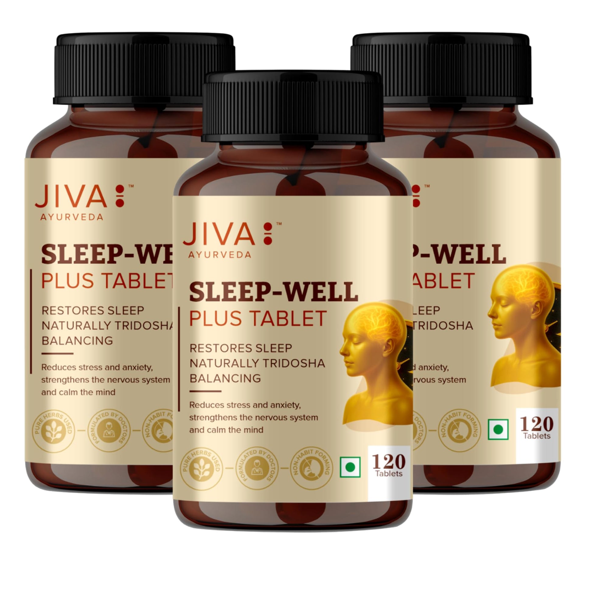 Jiva Ayurveda Sleep Well Plus Tablets, 120 Count, Tagara-Based Herbal Supplement for Adults, Unflavoured (17)