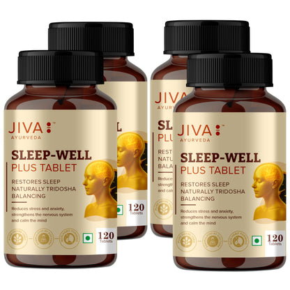 Jiva Ayurveda Sleep Well Plus Tablets, 120 Count, Tagara-Based Herbal Supplement for Adults, Unflavoured (21)
