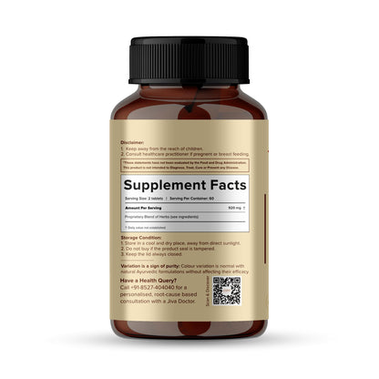 Jiva Ayurveda Sleep Well Plus Tablets, 120 Count, Tagara-Based Herbal Supplement for Adults, Unflavoured - back view