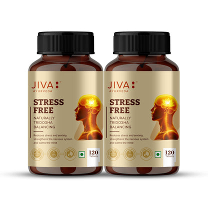 Jiva Ayurveda Stress-Free Herbal Tablets, 500mg, with Brahmi, Ashwagandha, Shankhpushpi (16)