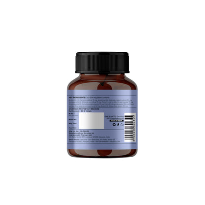 Jiva Ayurveda Stress-Free Herbal Tablets, 500mg, with Brahmi, Ashwagandha, Shankhpushpi - back view