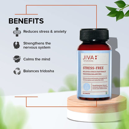 Jiva Ayurveda Stress-Free Herbal Tablets, 500mg, with Brahmi, Ashwagandha, Shankhpushpi - ingredients panel