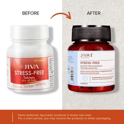 Jiva Ayurveda Stress-Free Herbal Tablets, 500mg, with Brahmi, Ashwagandha, Shankhpushpi - size and scale