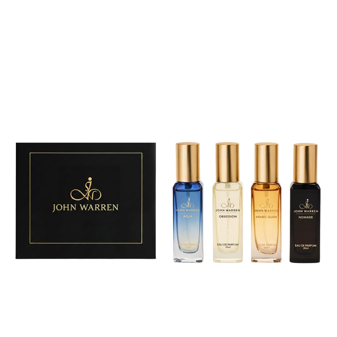 JOHN WARREN Men's Eau de Parfum Gift Set, 4 x 20ml Bottles, 350g, Adult