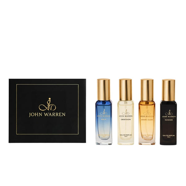 JOHN WARREN Men's Eau de Parfum Gift Set, 4 x 20ml Bottles, 350g, Adult