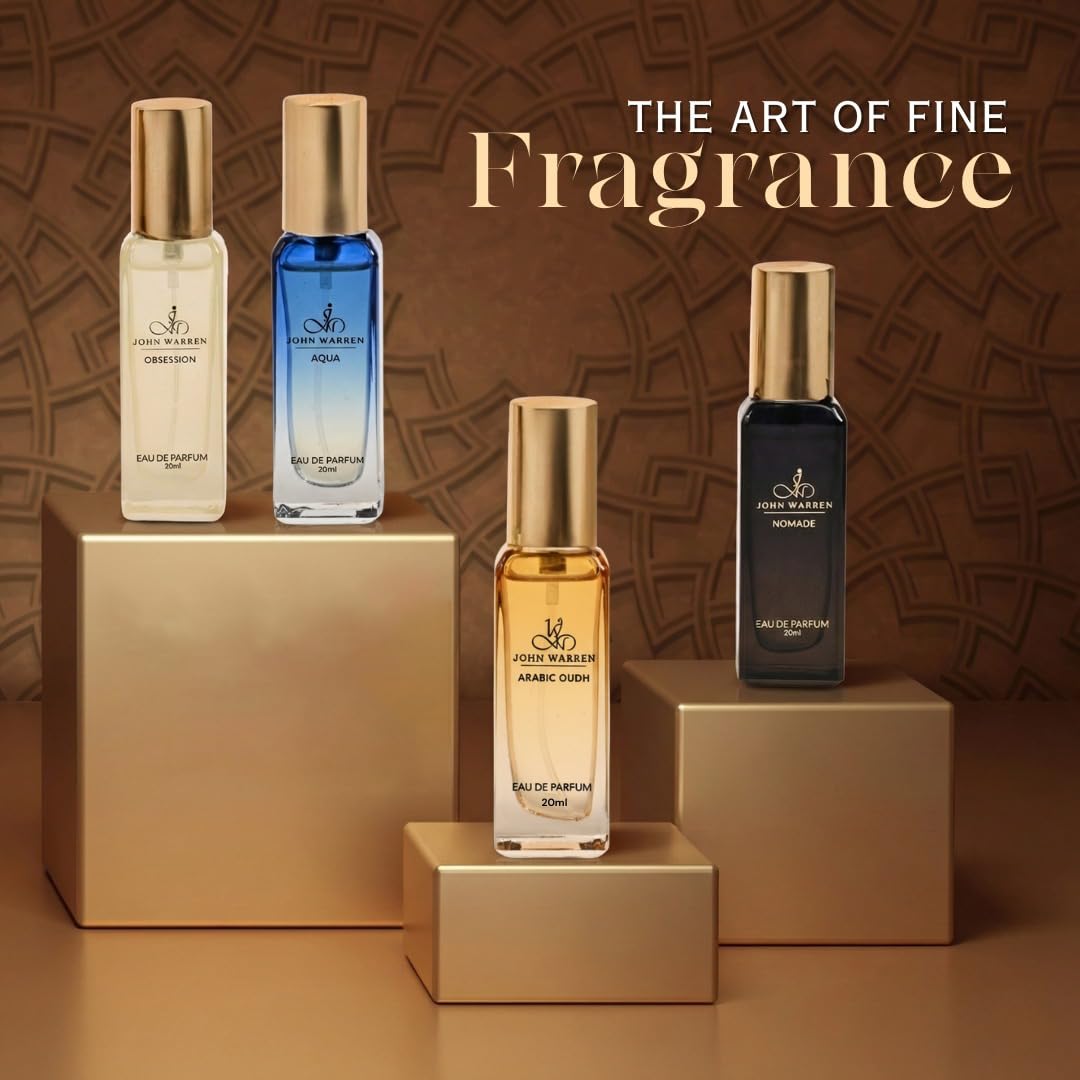 JOHN WARREN Men's Eau de Parfum Gift Set, 4 x 20ml Bottles, 350g, Adult - front view
