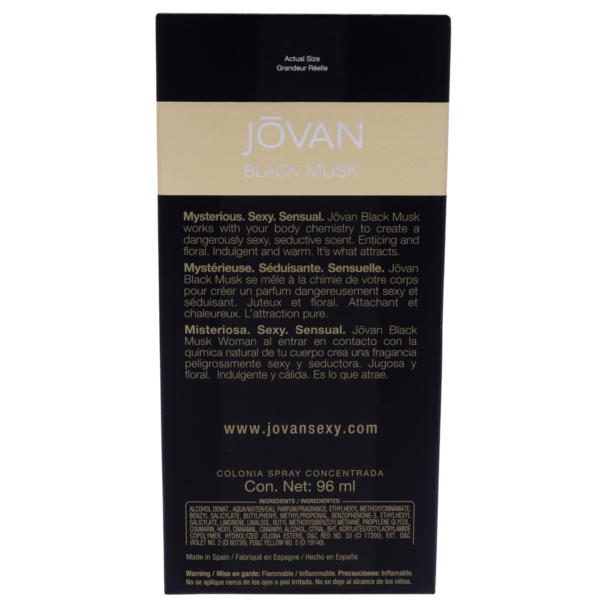 Jovan Black Musk Eau De Cologne for Women, 96ml, Spray - Modern Musk Fragrance - close-up detail