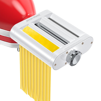 Jovan Home 3-in-1 Pasta Maker Attachment for KitchenAid Stand Mixer, White, Stainless Steel Pasta Roller, Fettuccine and Spag