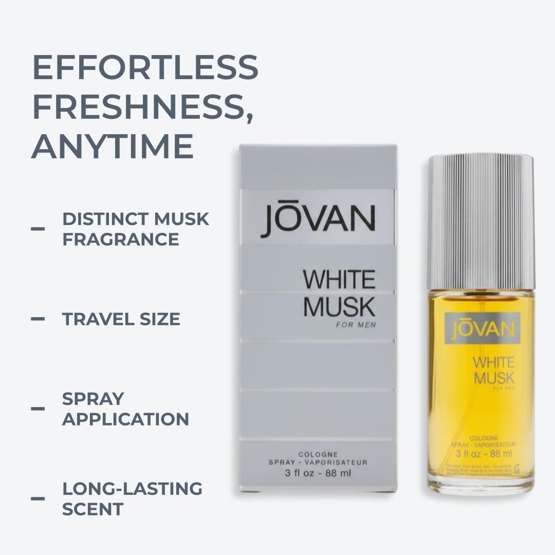 Jovan Men White Musk Cologne Spray, 88ml, Eau de Cologne - packaging