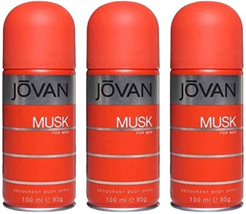 Jovan Musk Body Spray for Men, 450ml, Pack of 3, Modern Musk & Sea Water Scent