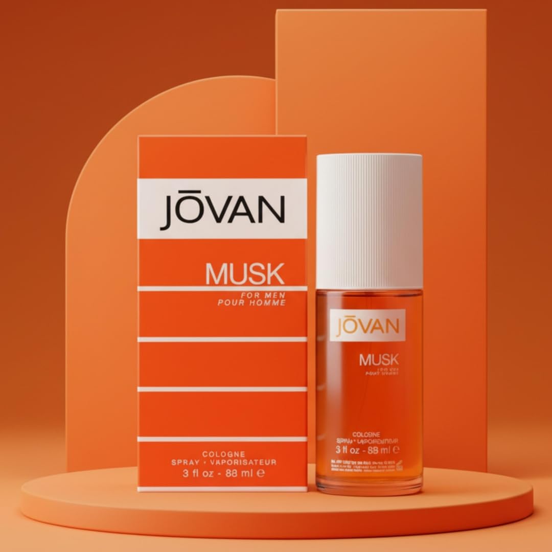 Jovan Musk Cologne Spray for Men, 88ml - Classic Spicy Lavender Citrus Eau de Cologne - back view