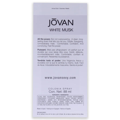 Jovan White Musk Eau de Cologne for Men, 88ml, Cologne Spray - close-up detail