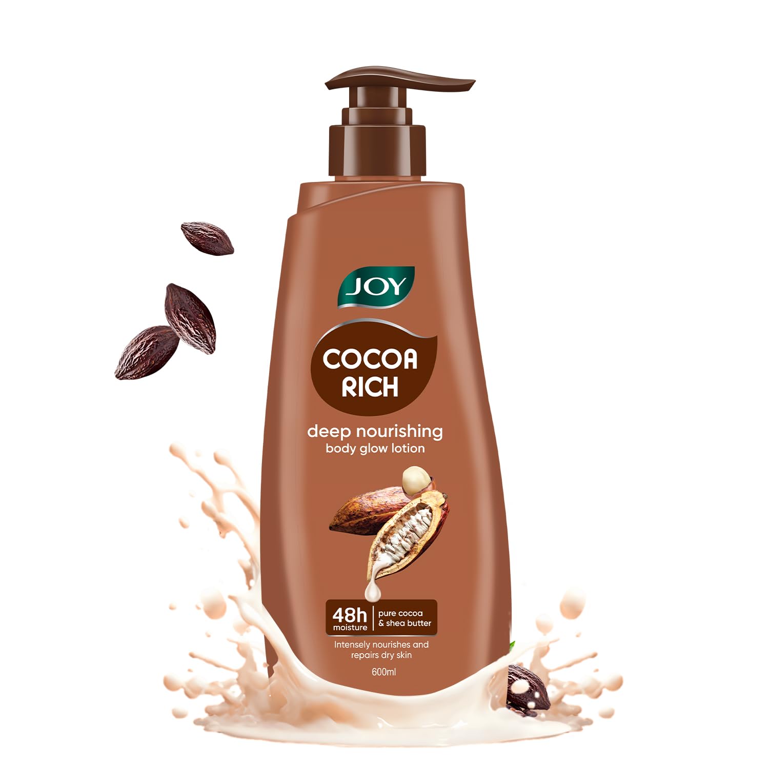 JOY Cocoa Rich Body Lotion with Shea Butter and Cocoa Butter, Non-Greasy Lightweight Formula, Unisex - size and scale