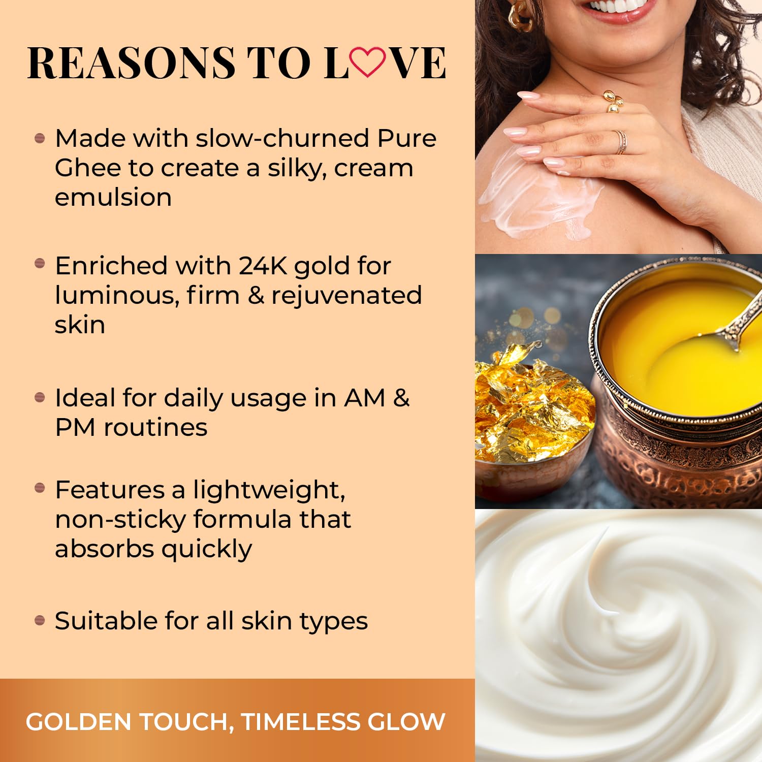 Just Herbs 24K Gold with Pure Ghee Deep Nourish Body Butter, 250ml, Unisex Skin Moisturizer - packaging