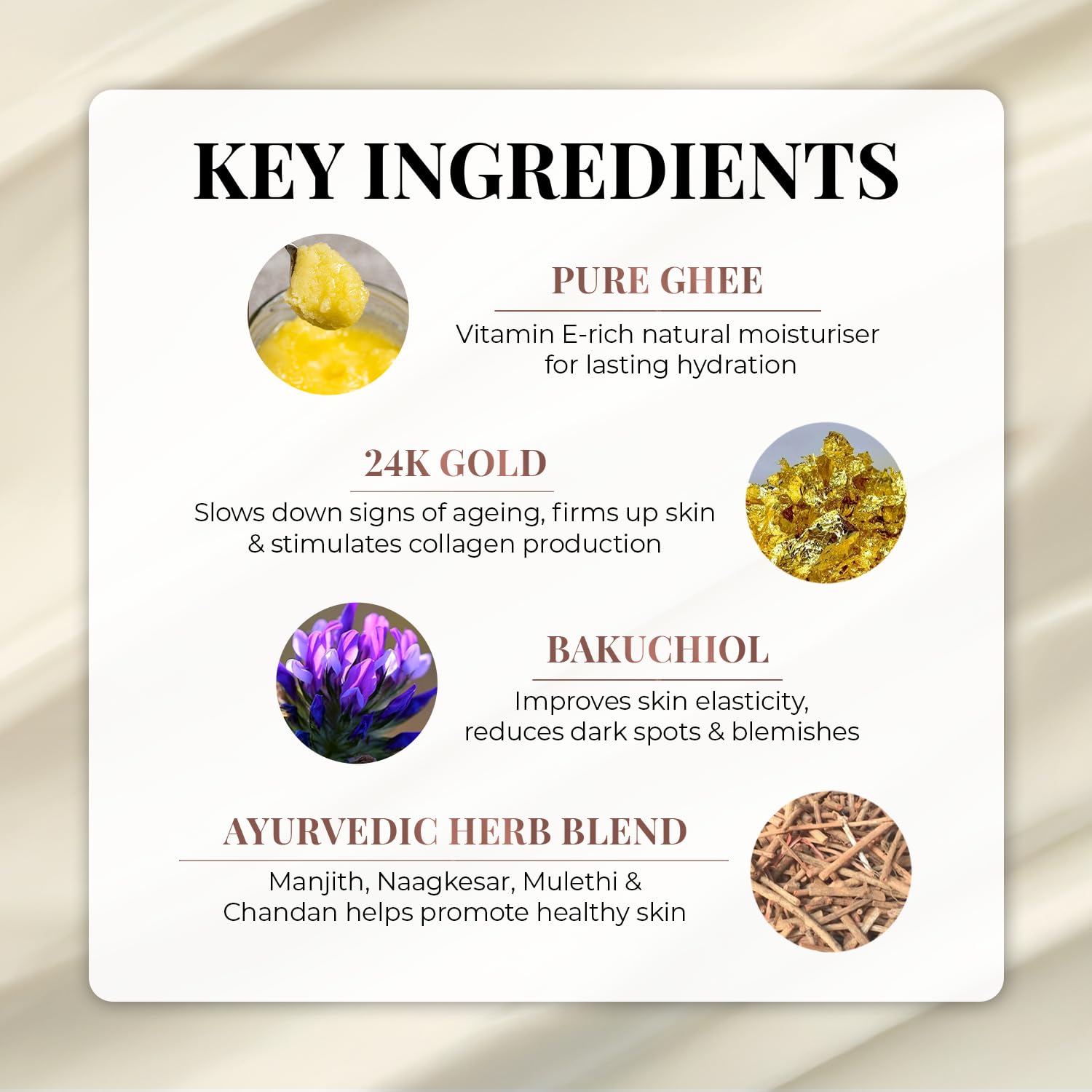Just Herbs 24K Gold with Pure Ghee Deep Nourish Body Butter, 250ml, Unisex Skin Moisturizer - ingredients panel
