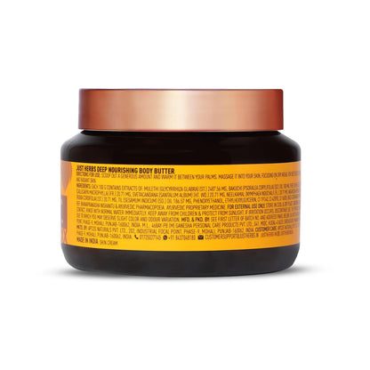 Just Herbs 24K Gold with Pure Ghee Deep Nourish Body Butter, 250ml, Unisex Skin Moisturizer - size and scale