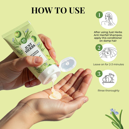 Just Herbs Ayurvedic Conditioner with Rosemary, Amla and 16 Herbs for All Hair Types - close-up detail