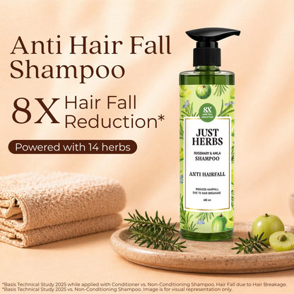 Just Herbs Ayurvedic Shampoo with Amla, Hibiscus & Neem for Normal to Oily Hair - front view (14)