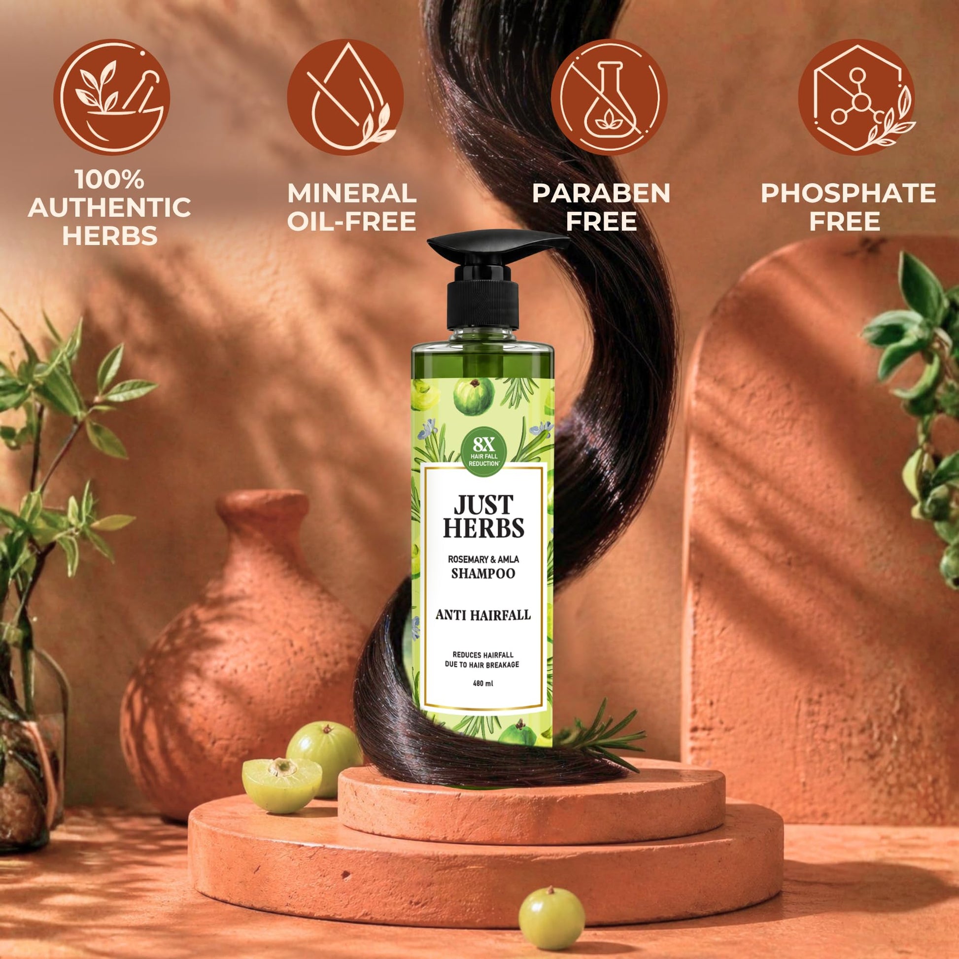 Just Herbs Ayurvedic Shampoo with Amla, Hibiscus & Neem for Normal to Oily Hair - label detail (17)