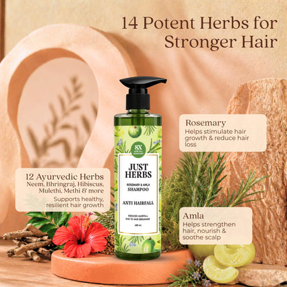 Just Herbs Ayurvedic Shampoo with Amla, Hibiscus & Neem for Normal to Oily Hair - close-up detail (19)