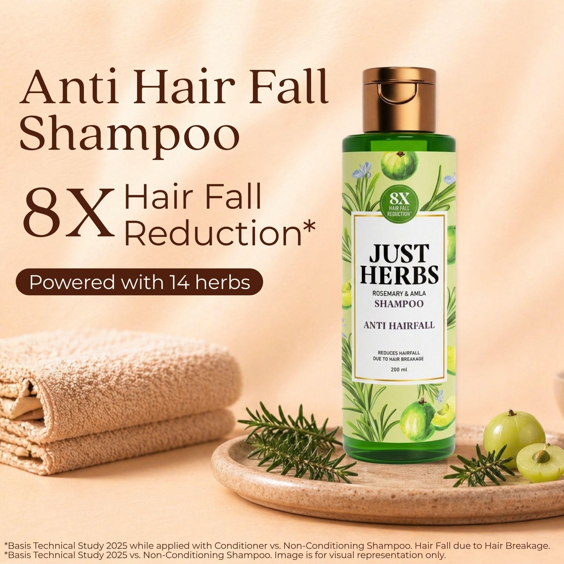 Just Herbs Ayurvedic Shampoo with Amla, Hibiscus & Neem for Normal to Oily Hair - front view