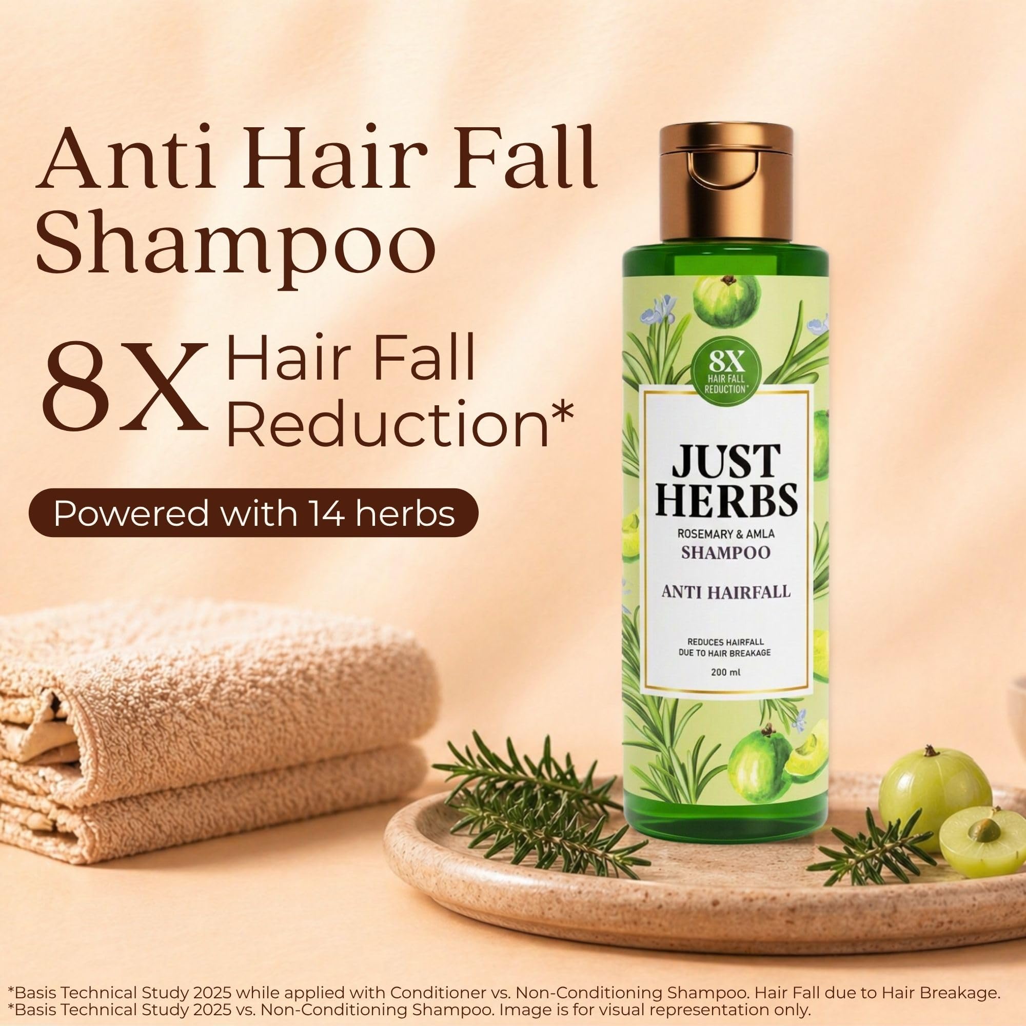 Just Herbs Ayurvedic Shampoo with Amla, Hibiscus & Neem for Normal to Oily Hair - front view