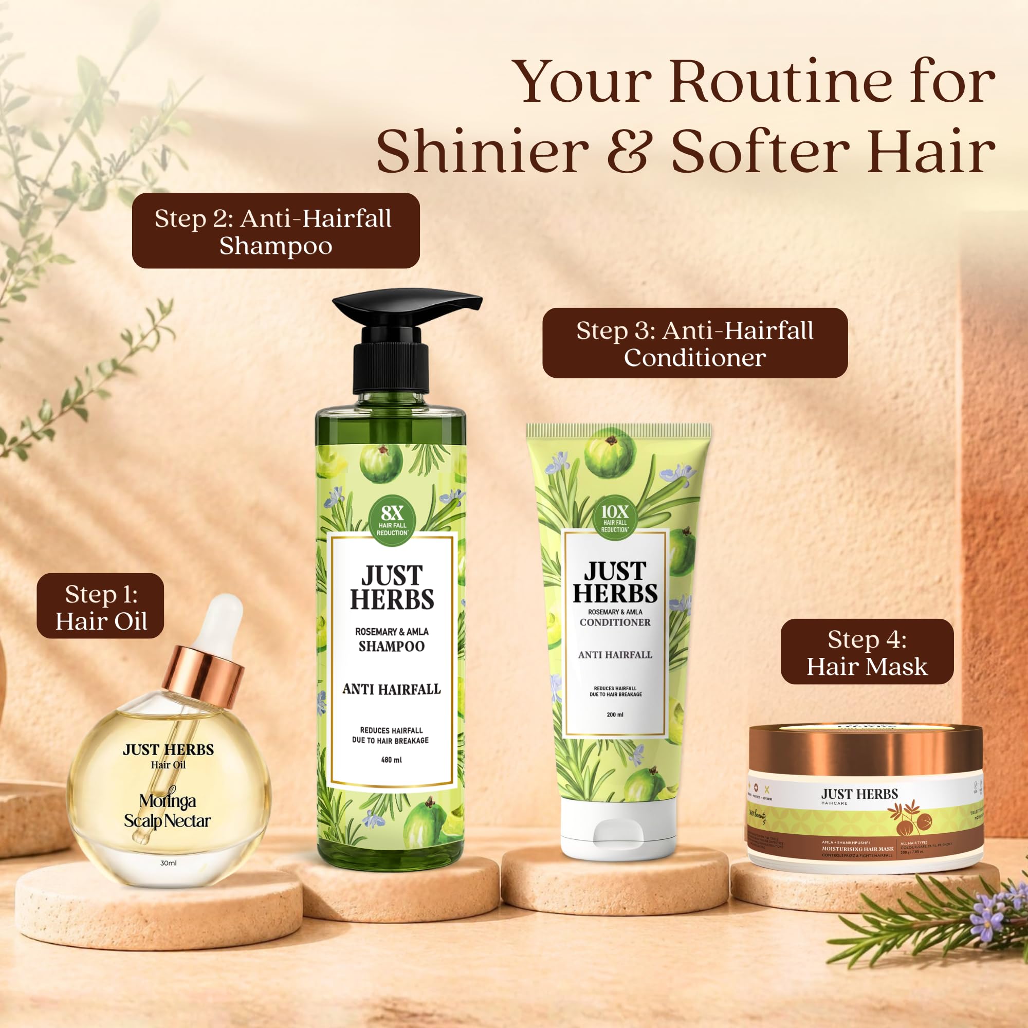 Just Herbs Ayurvedic Shampoo with Amla, Hibiscus & Neem for Normal to Oily Hair - size and scale (21)